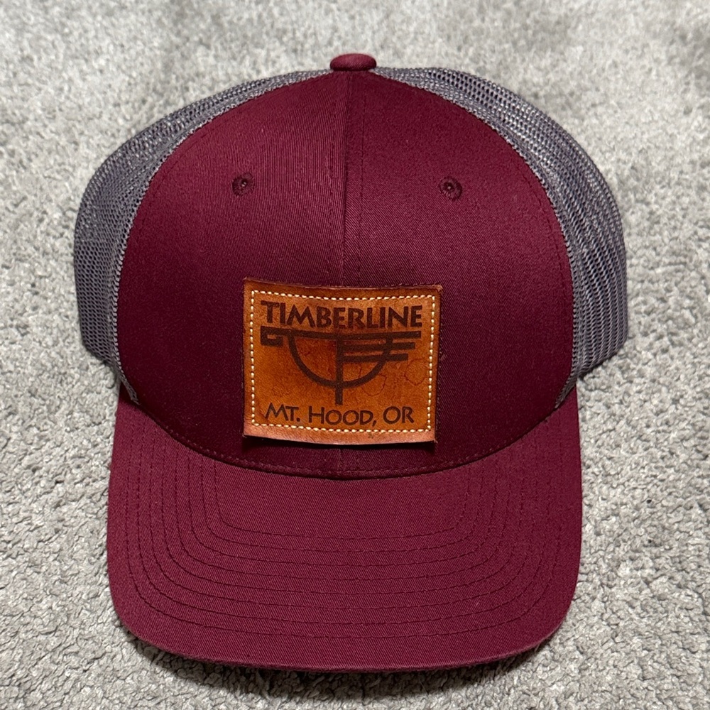 Timberline Mt. Hood Oregon Snapback Trucker Hat Maroon/Grey